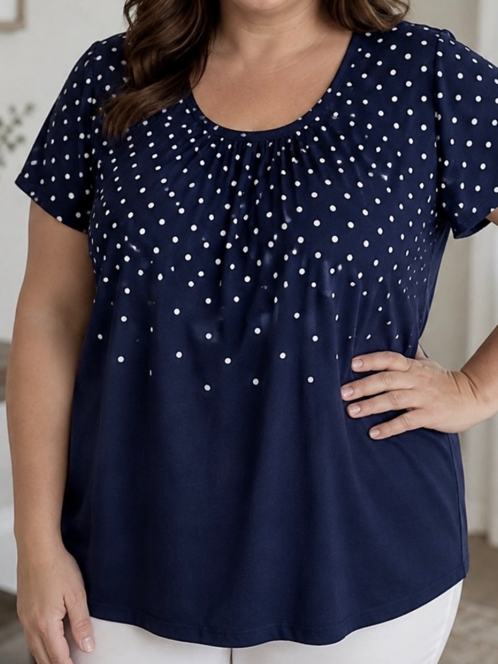 Agnes Orinda Women's Plus Size V-Neck Short Sleeve Top Sz 2x
